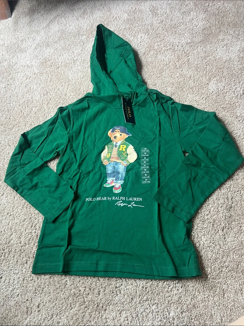 Ralph Lauren Green Polo Bear Hoodie Shirt